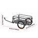 Bike cargo trailer dimensions diagram - 56.5 inch length (1435mm), 28.74 inch height (730mm), and 28.74 inch width (730mm) with labeled measurements in red