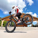 A cyclist on a Kingbull EX Titan fat tire e-bike performing a wheelie.
