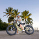 A man is showing a rapid turn of the electric bike trekker